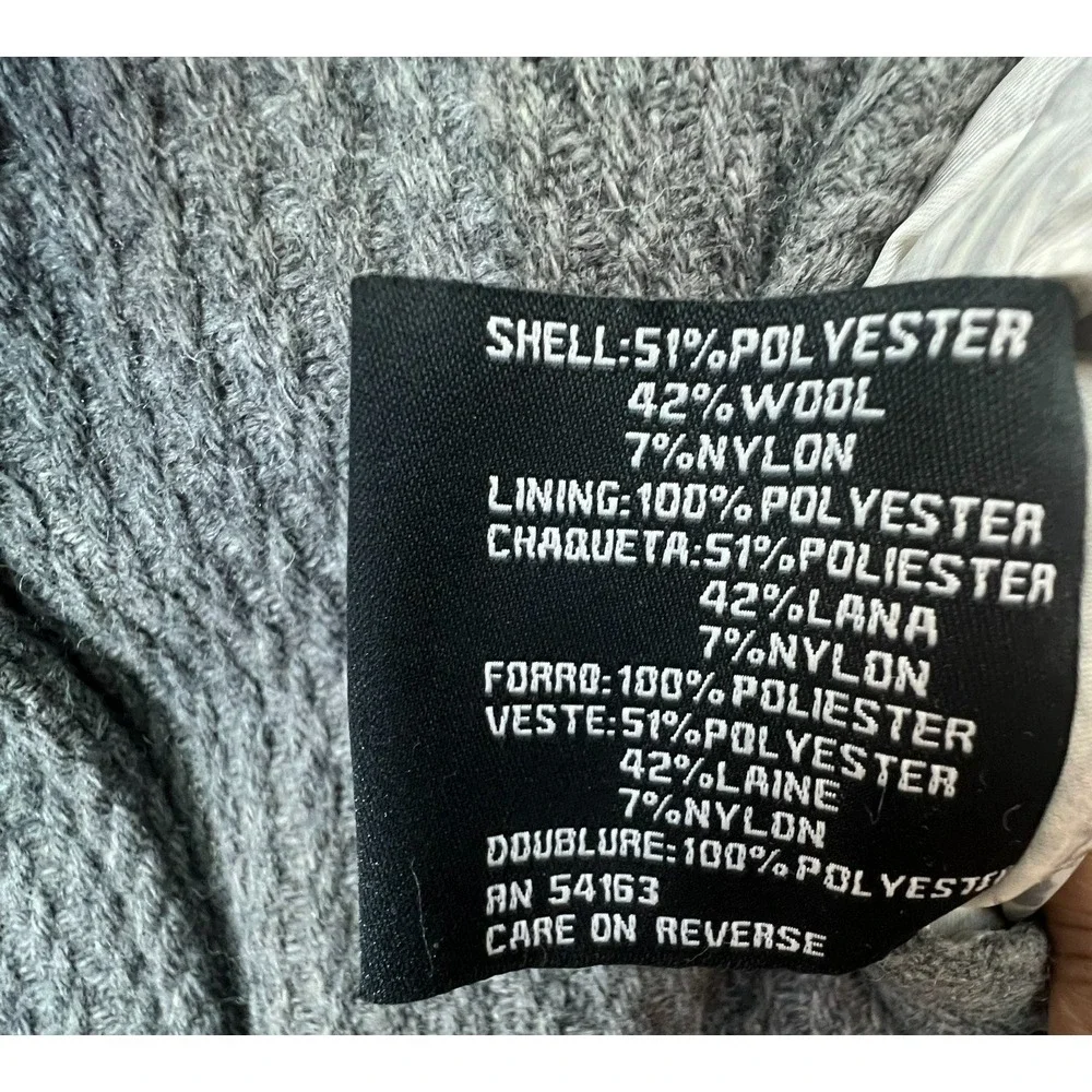 Guess Gray Wool Blend Cape Coat Poncho Batwing Sleeve Button Front Hidden Zipper